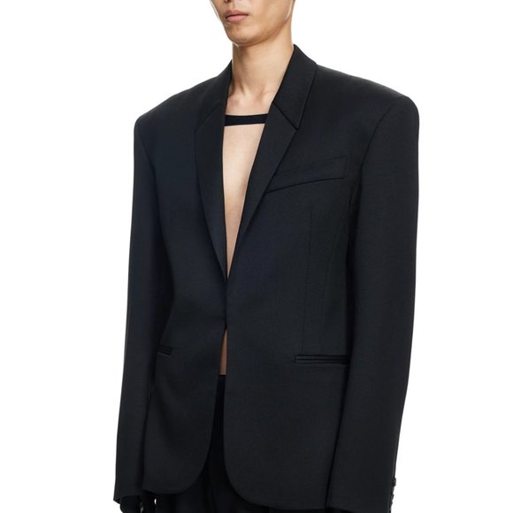 H&M X MUGLER: DEFINED WAIST WOOL BLAZER MEN'S - Picture 2 of 4